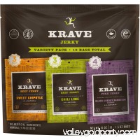 Krave, Jerky Variety Pack Chili Lime, Sweet Chipotle &amp; Black Cherry Barbecue, 1.5 oz (Pack of 10)   556139076